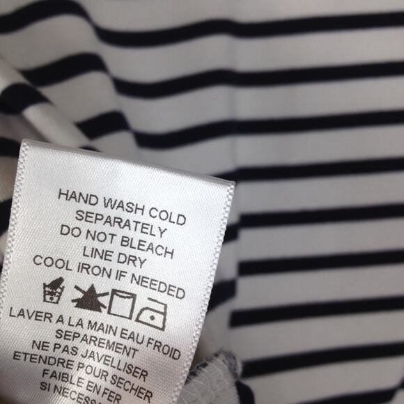 Pleione Peplum Striped Blue Sheer Top Blouse Size LP - Picture 6 of 8